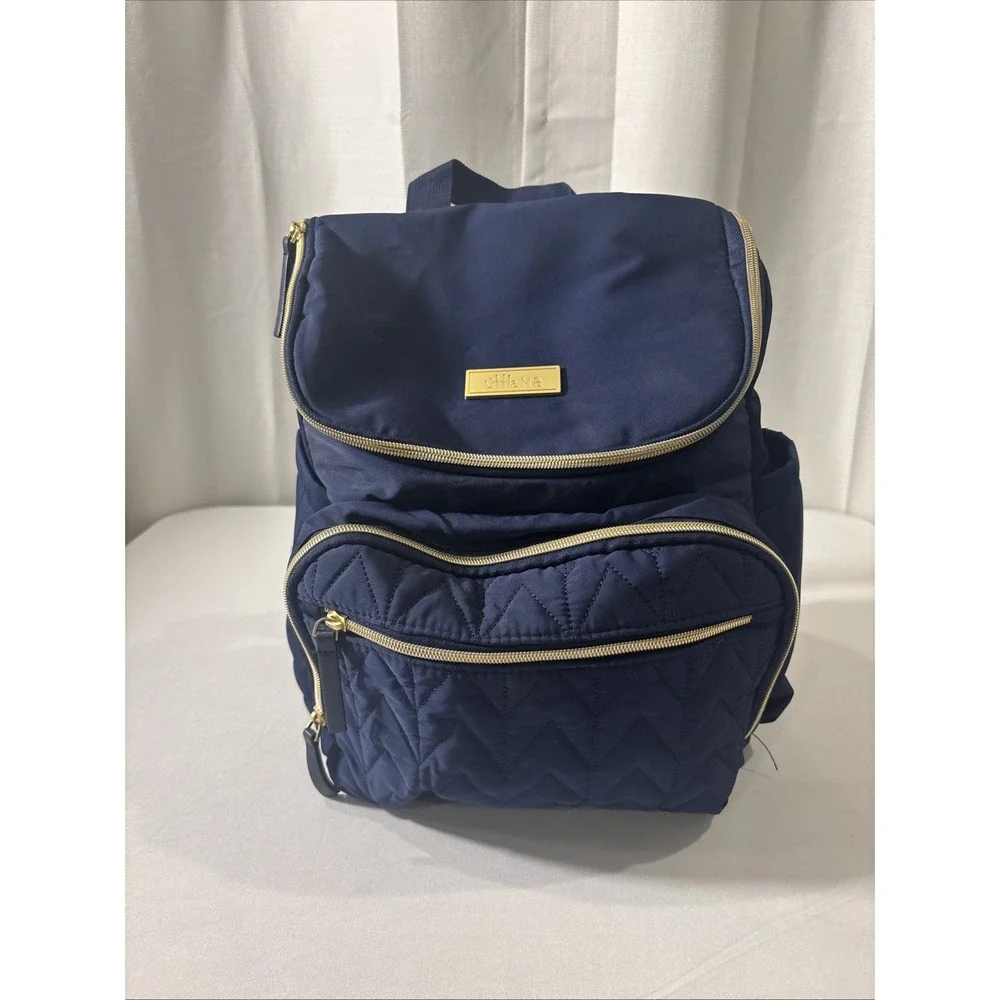 LITTLE ME Navy/Gold Tote Diaper Bag‎ Backpack 6 Pocket